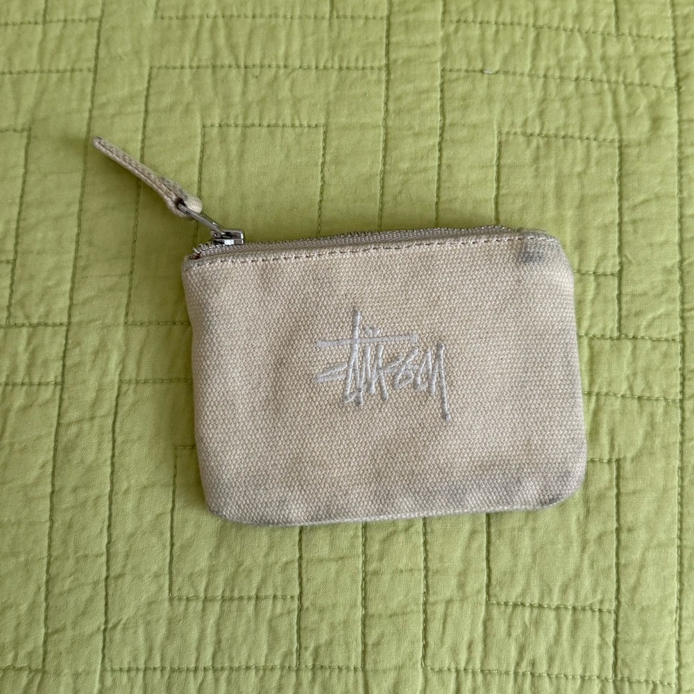 Stussy Canvas Coin Purse Wallet Cream Color